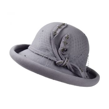 Rolled-up Floral Hat - Light Grey Cyan1